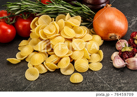 Raw Italian pasta - Orecchiette for cooking 76459709