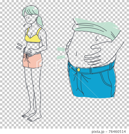 ぽっこりお腹が気になる女性 76460514