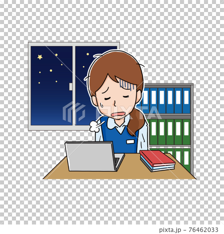 Female employees sighing overtime Female employees sighing overtime 76462033