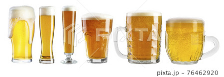 Set of beer glasses isolated on white background. File contains clipping path. 76462920