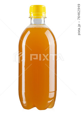 Plastic bottle of beer isolated on white background. Full depth of field.  76462949
