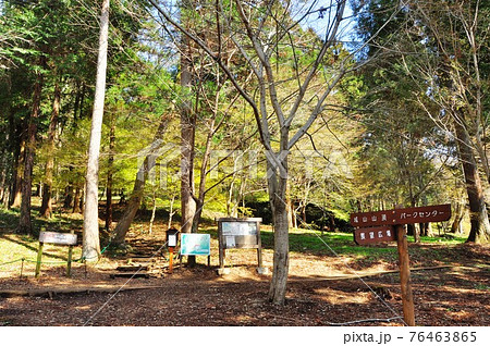 神奈川県立津久井湖城山公園 根小屋周遊園路の城山登山道分岐 神奈川県立津久井湖城山公園 根小屋周遊園路の城山登山道分岐 76463865