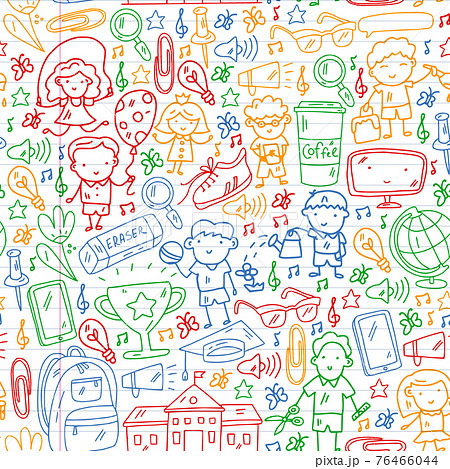 Happy school teens. Online education. E-learning. 76466044