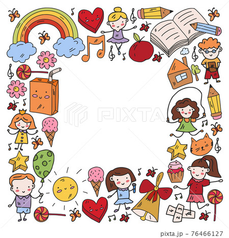 Small children play and grow. Kindergarten. Online education. Small children play and grow. Kindergarten. Online education. 76466127
