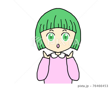 プロフィール画像やsnsのアイコンに使える驚き顔の女の子のイラストのイラスト素材