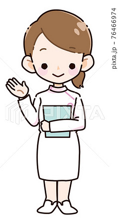 女性看護師のイラスト ご案内のイラスト素材
