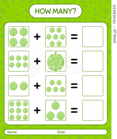 How many counting game with melon. worksheet for preschool kids, kids activity sheet, printable worksheet How many counting game with melon. worksheet for preschool kids, kids activity sheet, printable worksheet 76468630