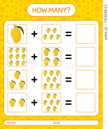 How many counting game with mango. worksheet for preschool kids, kids activity sheet, printable worksheet 76468632