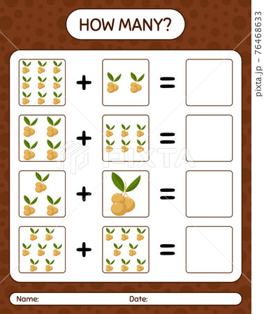 How many counting game with longan. worksheet for preschool kids, kids activity sheet, printable worksheet 76468633