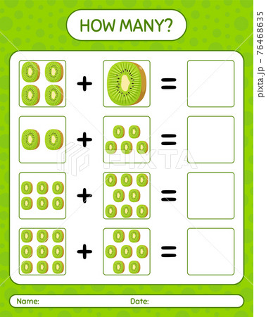 How many counting game with kiwi. worksheet for preschool kids, kids activity sheet, printable worksheet 76468635