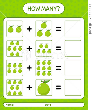 How many counting game with guava. worksheet for preschool kids, kids activity sheet, printable worksheet How many counting game with guava. worksheet for preschool kids, kids activity sheet, printable worksheet 76468643