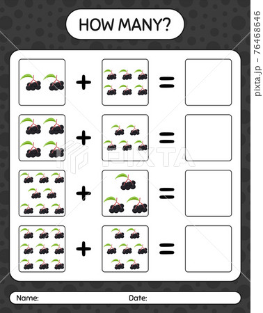 How many counting game with elderberry. worksheet for preschool kids, kids activity sheet, printable worksheet 76468646