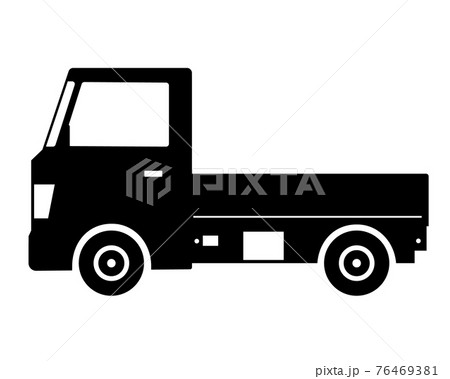 軽トラック 白黒シルエットのイラスト素材