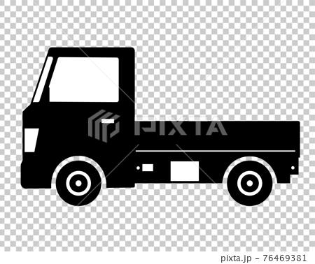 軽トラック 白黒シルエットのイラスト素材