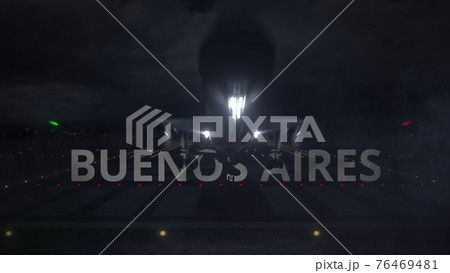 Airplane taking off from the airport with BUENOS AIRES city name, 3d rendering 76469481