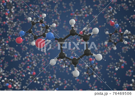 Nitrosobenzene molecule, ball-and-stick molecular model. Chemical 3d rendering Nitrosobenzene molecule, ball-and-stick molecular model. Chemical 3d rendering 76469506
