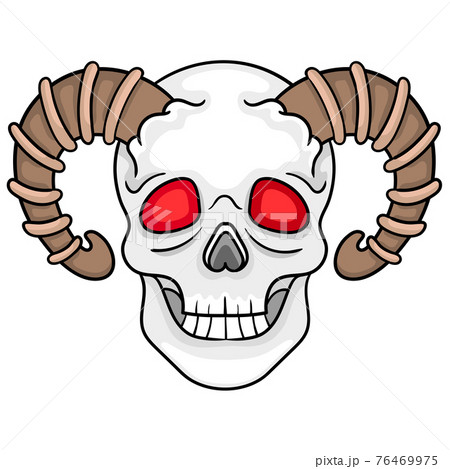 spooky skull with a vengeful red eyed horn spooky skull with a vengeful red eyed horn 76469975