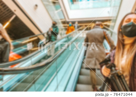 Bokeh Shopping mall background. Interior of retail centre store in soft focus. People shopping in modern commercial mall center. Fashion market hall. Bokeh Shopping mall background. Interior of retail centre store in soft focus. People shopping in modern commercial mall center. Fashion market hall. 76471044