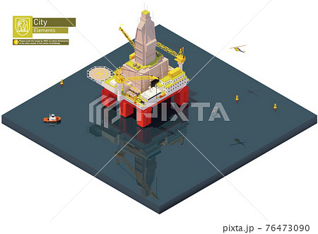 Vector isometric offshore drilling rig or oil platform Vector isometric offshore drilling rig or oil platform 76473090