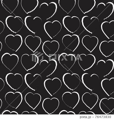 Black and White Heart shaped brush stroke seamless pattern background for fashion textiles, graphics Black and White Heart shaped brush stroke seamless pattern background for fashion textiles, graphics 76473830