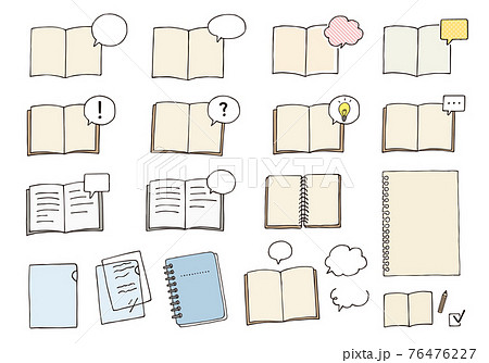 手描きのノートと吹き出しのイラスト カラー のイラスト素材