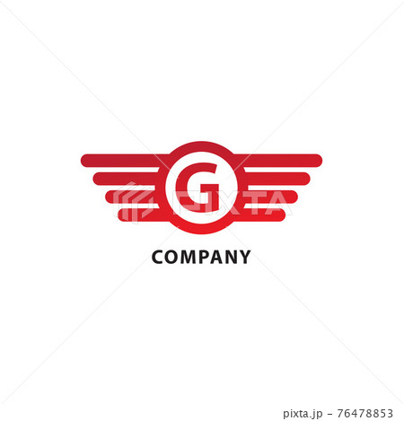 Rounded Wings, Ellipse Shape and Alphabet Logo Concept. Letter G Initial Abjad Logo Design Template. Isolated On White Background. Red Color Theme 76478853