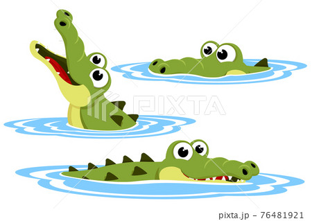 Set of crocodile in the water. The character Set of crocodile in the water. The character 76481921