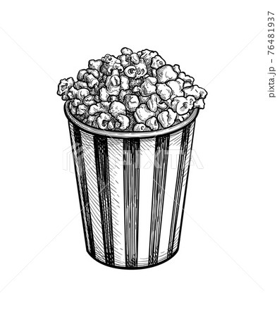 Ink sketch of popcorn. 76481937