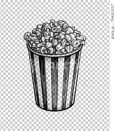 Ink sketch of popcorn. 76481937