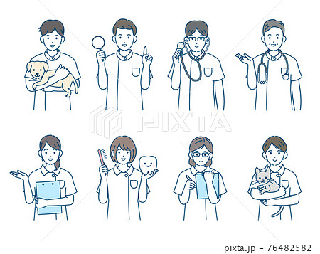 医者 医療スタッフ 看護師 看護婦 男女 バリエーションセット イラスト素材のイラスト素材 7645