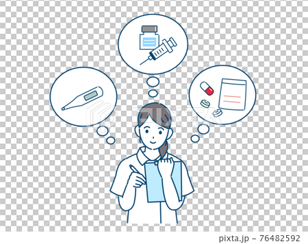 Writing medical records, nurses, veterinarians, female medical records, illustration materials 76482592