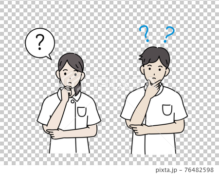 考える医者 看護師 獣医 歯医者 男女 疑問 イラスト素材のイラスト素材