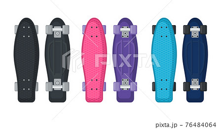 Set Of Longboard Icon In Flat Style Isolated On のイラスト素材