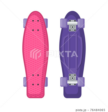 Longboard Icon In Flat Style Isolated On White のイラスト素材
