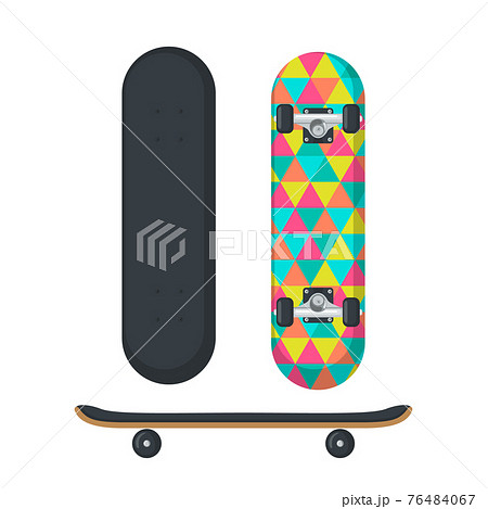 Skateboard Icon In Flat Style Isolated On White のイラスト素材