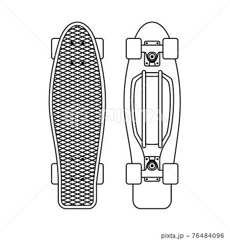 Longboard Icon In Line Art Style Isolated On のイラスト素材