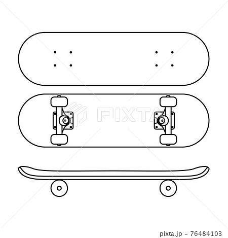 Skateboard Icon In Line Art Style Isolated On のイラスト素材