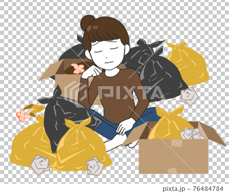 ゴミ屋敷 悩む女性 ゴミ屋敷 悩む女性 76484784
