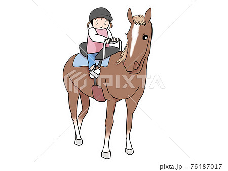 乗馬する子供のイラスト素材