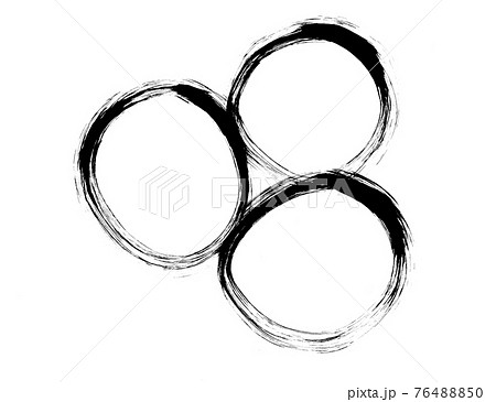 和風の背景素材の 毛筆の丸模様 墨で描いた複数の丸のイラストのイラスト素材