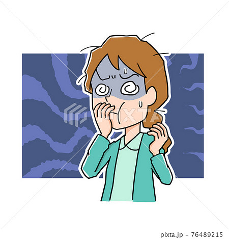 体調不良で吐き気がする女性 体調不良で吐き気がする女性 76489215