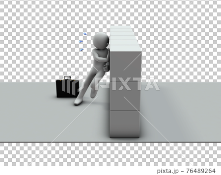 予想外の障害物にあがくビジネスマン 白バック 3dレンダリング のイラスト素材