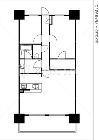 マンションの間取り図の図面のイラスト2ldk Din マイホーム見取り図白黒モノクロのイラスト素材