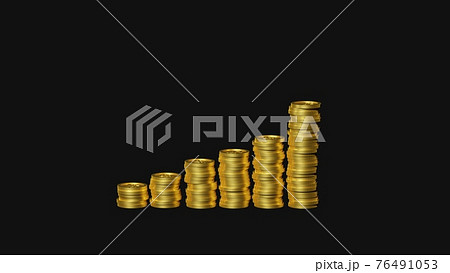 だんだん増えていく様子を表した金貨の3dレンダリング画像のイラスト素材