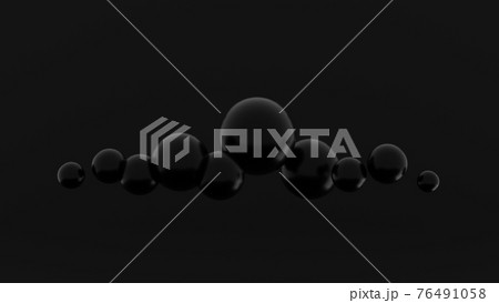 黒い球が集まった抽象的な3dレンダリング背景画像のイラスト素材 