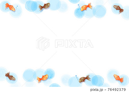優しい水彩の金魚のフレームのイラスト素材
