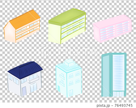 Colorful dwelling illustration set Colorful dwelling illustration set 76493745