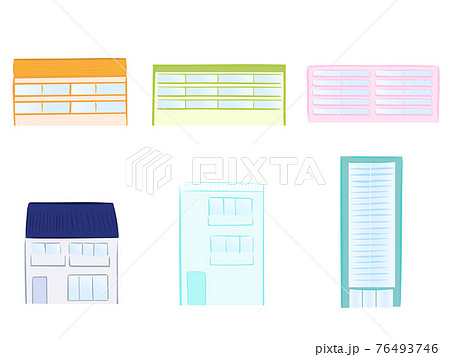 カラフルな住居のイラストセット カラフルな住居のイラストセット 76493746