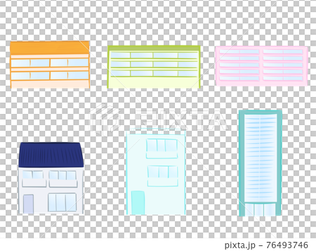 カラフルな住居のイラストセット カラフルな住居のイラストセット 76493746