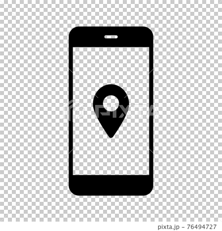 地圖 當前位置 目的地標記 智能手機圖標(剪影) 地圖 當前位置 目的地標記 智能手機圖標(剪影) 76494727